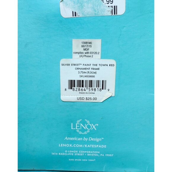 Kate Spade Silver Street "Paint The Town Red" Ornament Frame By Lenox - Picture 3 of 6